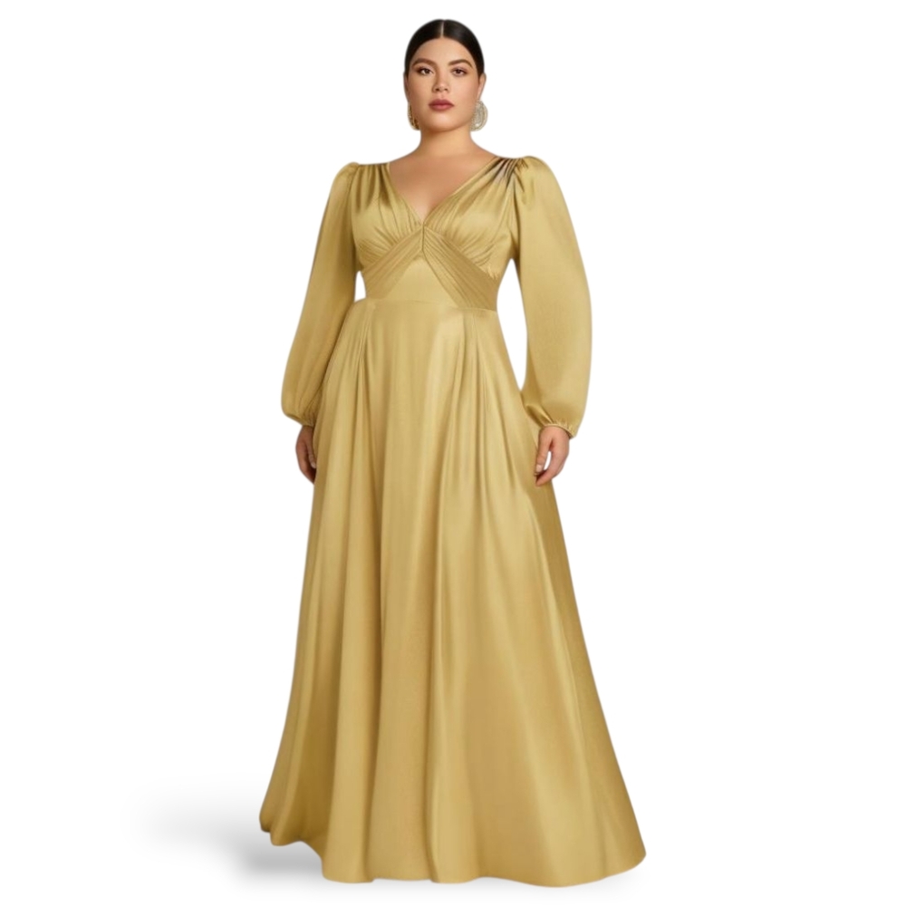 J.J.'s House Yellow Gold Stretch Satin Dress